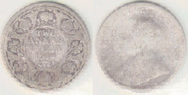 1916 India silver 2 Annas A002953